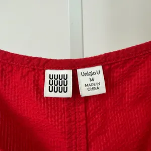 Uniqlo U Cotton Relaxed Coastal Minimalist Seersucker Midi Cami Dress Red M thumbnail 4