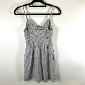 Abercrombie Fitch Striped Button Front‎ Tie Neck Mini Dress Women Size S beach thumbnail 7