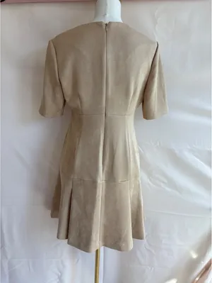 Calvin Klein Beige Faux Suede Fit and Flare Dress Size 8 thumbnail 2