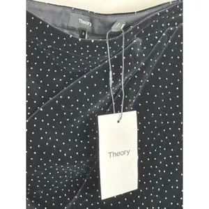 Theory Pleat Wrap Skirt Women 0 Black White Dot Velvet J0904301 Holiday thumbnail 6