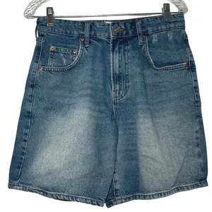 BDG Urban Outfitters Cinch Back Denim Shorts Medium Wash W28 High Waist skater thumbnail 1