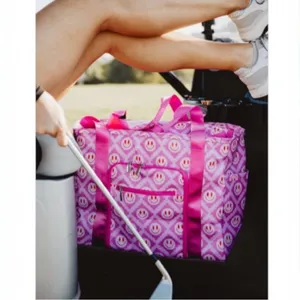 NWT Katydid Pink Smiley Face Oversized Foldable Tote Bag Large Travel Beach Gym thumbnail 3