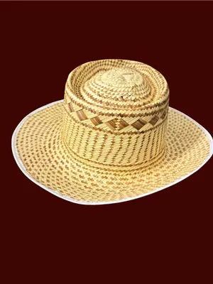 Handwoven Straw Sun Hat Natural Tan Wide Brim Boho Beach Resort Unisex One Size thumbnail 5