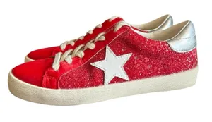 Mi.iM Skylar Rubber Sole Lace-up Glitter Leather Star Sneakers Women’s Size 6.5 thumbnail 1