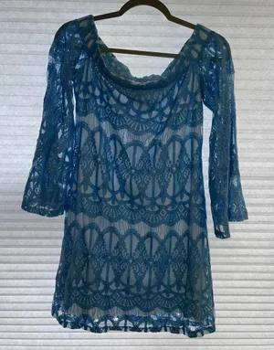 Top Stitch Powder Blue Lace Dress thumbnail 2