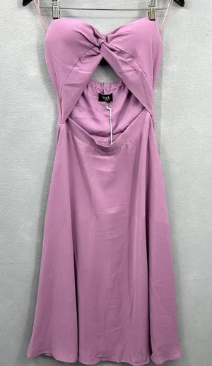 VICI Lavender Pink Strapless Twist Cutout Midi Dress thumbnail 1