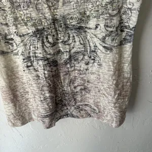 Cato Y2k‎ Tuscan Large White Gray Short Sleeve Rhinestone Grunge Top thumbnail 3