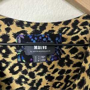 Anthropologie Maeve Cheetah Floral Multi‎ Purple Dress Knee Length Womens Size 0 thumbnail 7