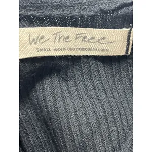 Free People We The Free Black Rib Knit Fringe V Open Back Boxy Tank Top Size S thumbnail 4