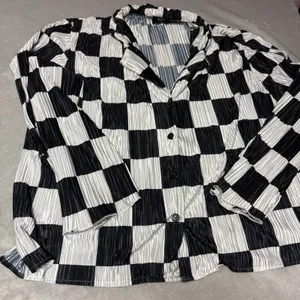 Dressed in Lala Black White Checkered Top Sz Large thumbnail 1