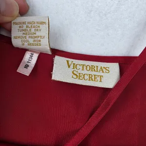 Victoria's Secret Gold Label Vintage Red Satin Lace Trim Chemise Slip Dress S thumbnail 5