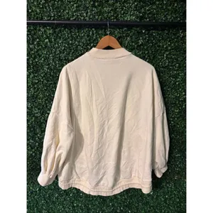 Nap Drawstring Hem Cotton Oversized Pocket Sweatshirt Beige/tan Womens Size L thumbnail 4
