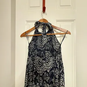 Elan Navy and White Patterned Dress OS thumbnail 4