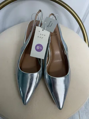 NWT A New Day Silver Pointed Toe Slingback Flats 6.5 thumbnail 3
