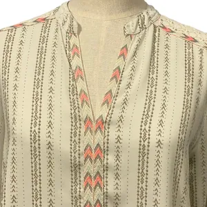 Jolt Off White V Neck Semi Sheer 3/4 Sleeve Blouse thumbnail 2