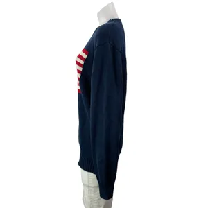 Brandy Melville Women's Dark Blue Long Sleeves American Flag Knit Sweater Top M thumbnail 2