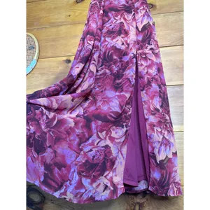 NWT Lulus Beautiful Soul Burgundy Floral Print Twist-Front Maxi Dress Cruise M thumbnail 4