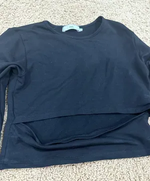 Adika black long sleeve crop top thumbnail 4