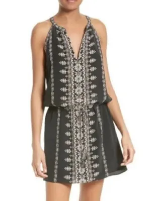 Joie NWT ODANDA Silk Trompe L’oeil Embroidered Boho Sleeveless Mini Dress S thumbnail 1