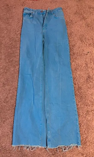 ZARA Teal Jeans thumbnail 1