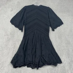 Madewell Dress Size 00 Black Eyelet Flutter Sleeve Mini Dress Cotton Voile NU556 thumbnail 5