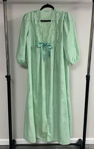 Vintage Green Robe Nightgown Dress Size M thumbnail 1