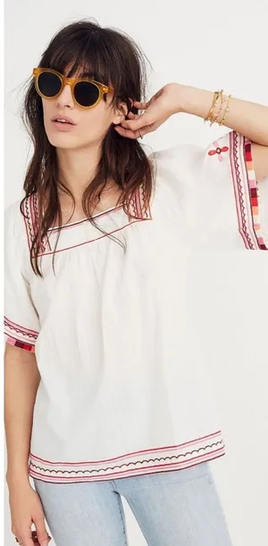 madewell embroidered sandblossom blouse thumbnail 1
