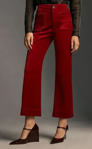 Maeve Colette velvet crop pants thumbnail 1