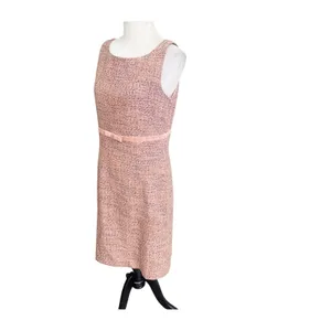 Gap Plush Pink Coral Tweed Stylish Formal Sheath Dress Size 12 Bowtie Waist thumbnail 2