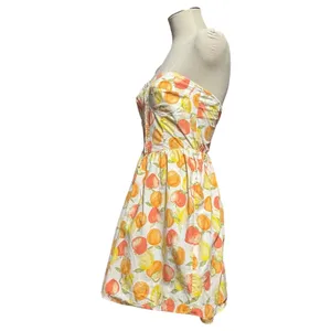 Miss Selfridge Poplin Corset Strapless Mini Dress Citrus Fruit 8 thumbnail 3