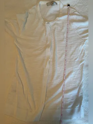 LOFT White Lightweight Round-Neck Button Cardigan thumbnail 3