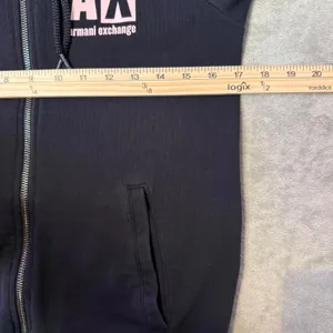 Armani Exchange Zip Up Hoodie Black Pink Logo‎ French Terry Sweatshirt Womens S thumbnail 9