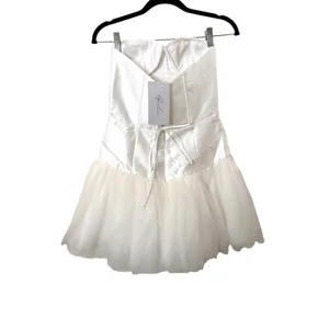 ADEIRLINA Celestial Festival Sleeveless Mini Dress White Small NEW NWT thumbnail 6