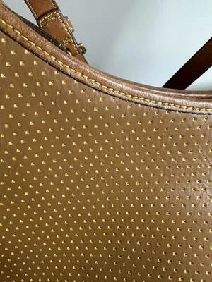 Vintage Dooney & Bourke British Tan Embossed Leather Shoulder Hobo Bag USA Made thumbnail 7