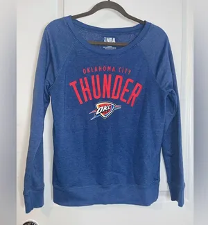 NBA Sz Small Womens Fleece Lined OKC OklahomaCity Thunder Blue Cotton Sweatshirt thumbnail 7