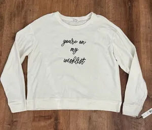 NEW Jasmine and Ginger Embroidered Wishlist Holiday Crewneck Women’s Large thumbnail 1