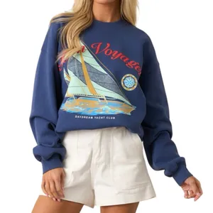 DAYDREAMER Bon Voyage BF Sweatshirt in Washed Indigo, Size Small New without Tag thumbnail 8