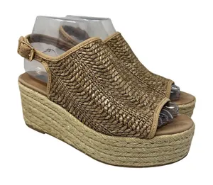 Steven Steve Madden Courage Raffia Espadrille Platform Sandals 7.5 Beachy thumbnail 1