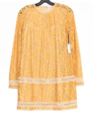 NWT Lovers + Friends Dress Senorita Cottagecore Romantic Floral Lace Honey Small thumbnail 1