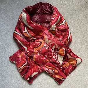 Free People Movement Down Fill Puffer Cowl Neck Scarf Pink Orange One Size thumbnail 1