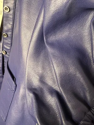 Anthropologie Pilcro Navy Faux Leather Button Front Mini Dress S Collared Puff Sleeve Pockets thumbnail 4