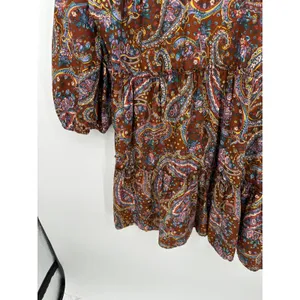 a.n.a Paisley Babydoll Mini Dress XL Brown‎ Cottagecore Prairie Boho Peasant thumbnail 4