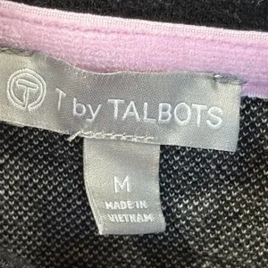 Talbots Womens M Raglan Pullover 1/2 Zip Black Geo Jacquard Lavdr Trim Fair Isle thumbnail 6