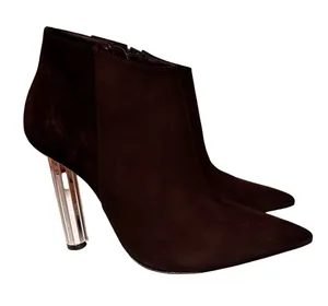 Schutz Elon Mirrored Heel Suede Ankle Booties Black Sz 8.5 thumbnail 1