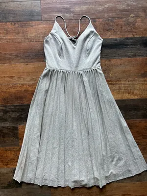 elevenses gold Shimmer Pleated Midi Dress size 4 thumbnail 1