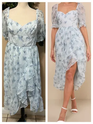 Lulus NWOT Luxe Brilliance Light Blue Floral Organza Floral Midi Dress thumbnail 2