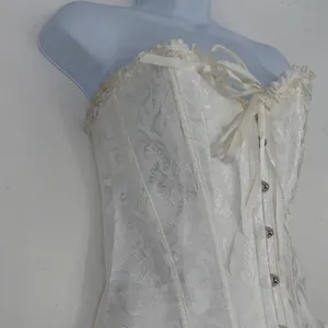 Y2K Coquette Cream Corset Top Sz S Bustier Lace Up Fairycore Bridal Goth thumbnail 4