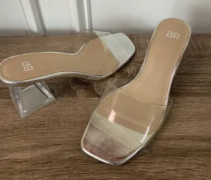 BP. Clear Square Toe Block Heel Mules thumbnail 1