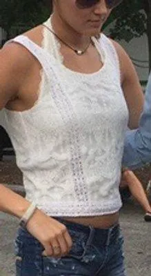 White Lace Crop Top thumbnail 1