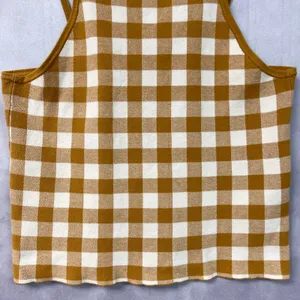 Madewell Womens Gingham Apron Sweater Tank Size XL Antique Gold Cotton Blend thumbnail 4